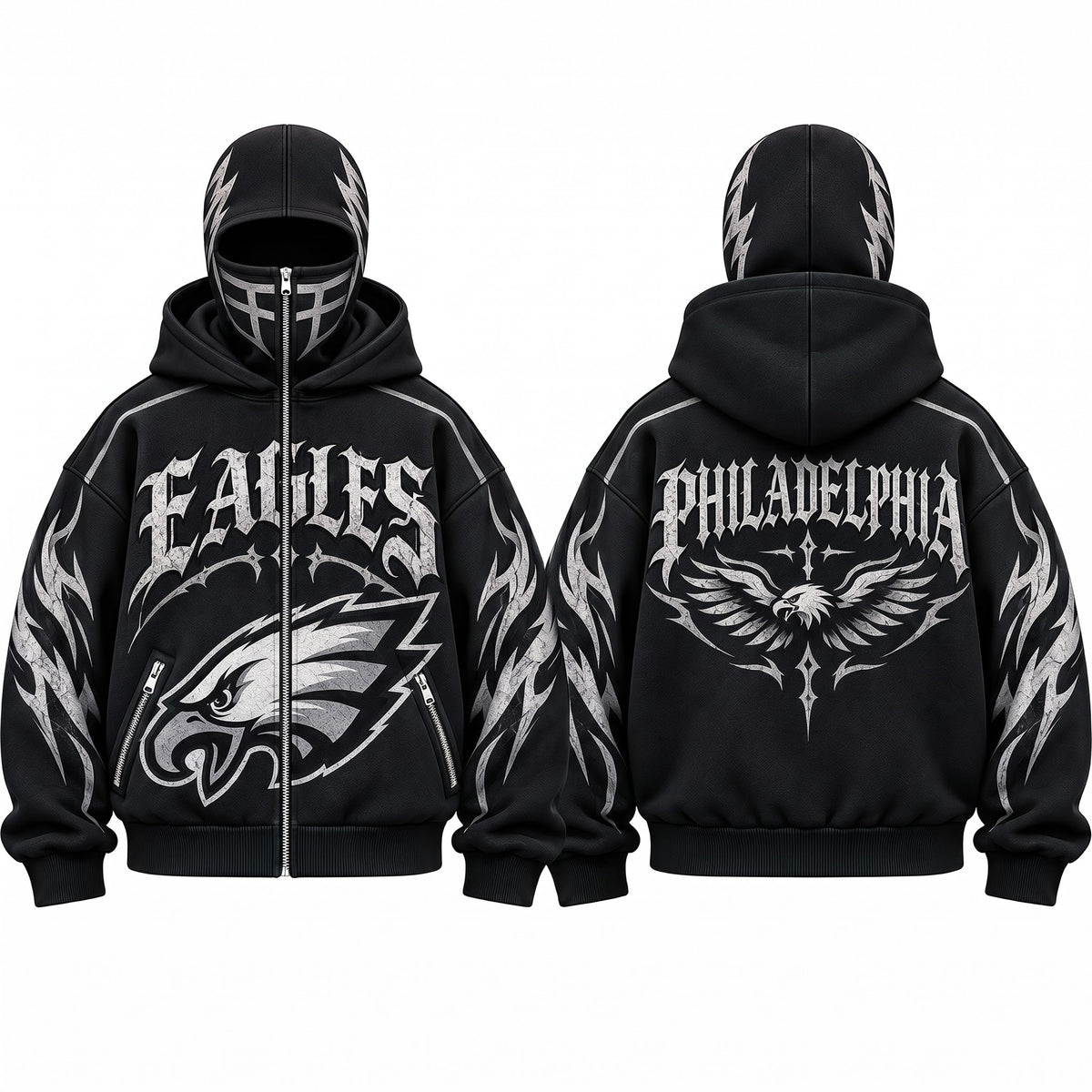PHI Gothic Style Mask Zip Up Hoodie - Printed V2