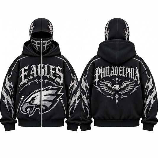 PHI Gothic Style Mask Zip Up Hoodie - Printed V2