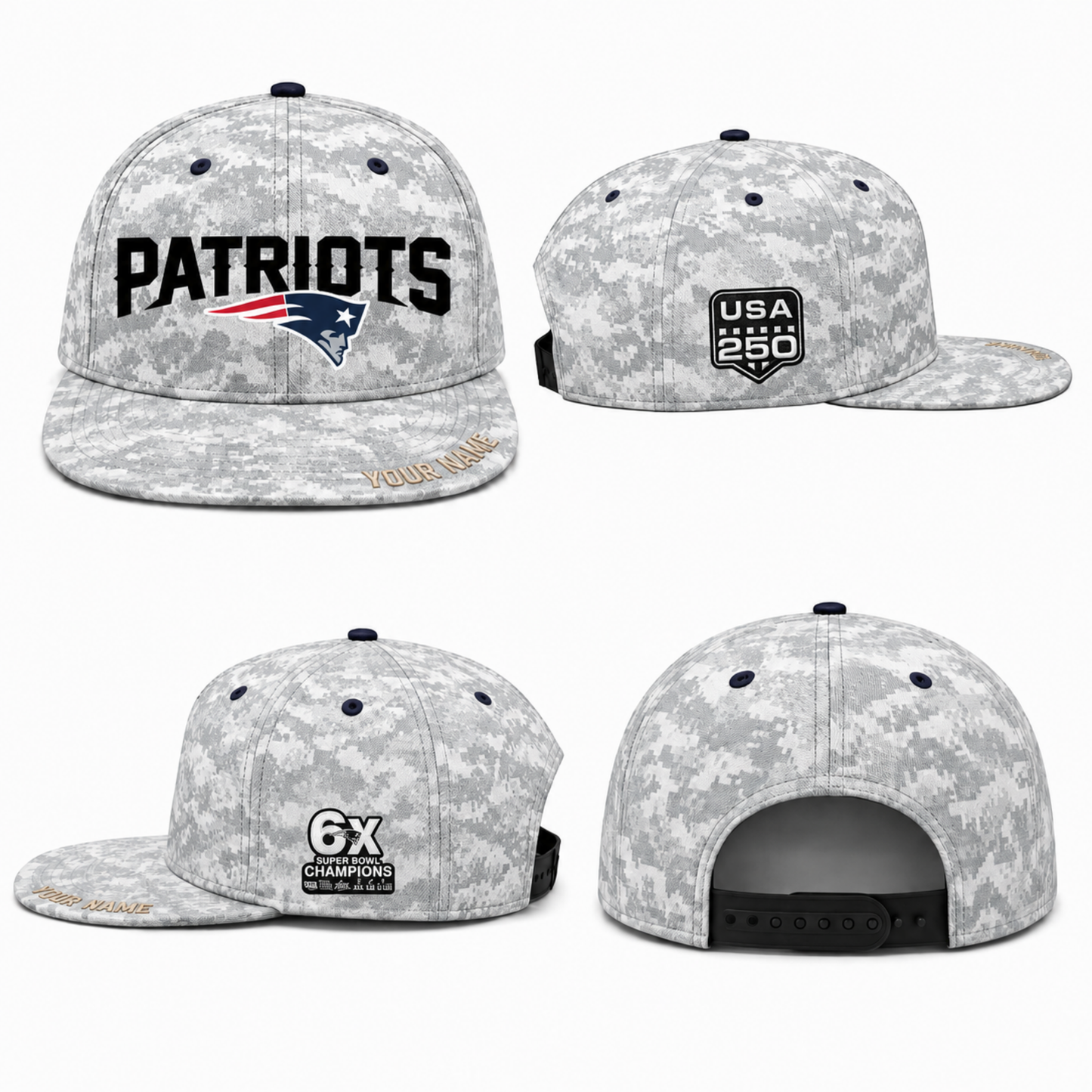 NE Salute To Service Personalized Snapback Cap - Printed