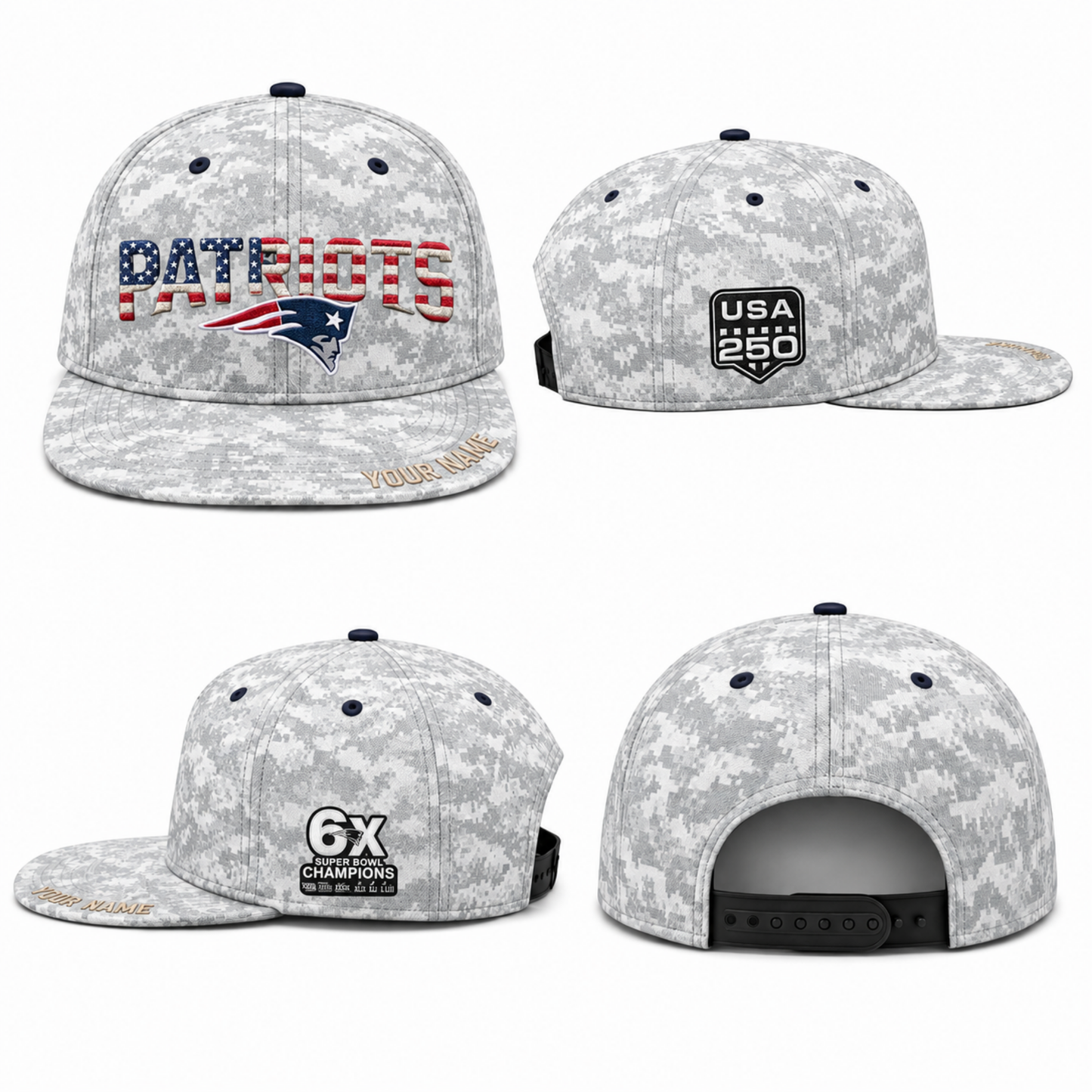NE Salute To Service Personalized Snapback Cap - Printed