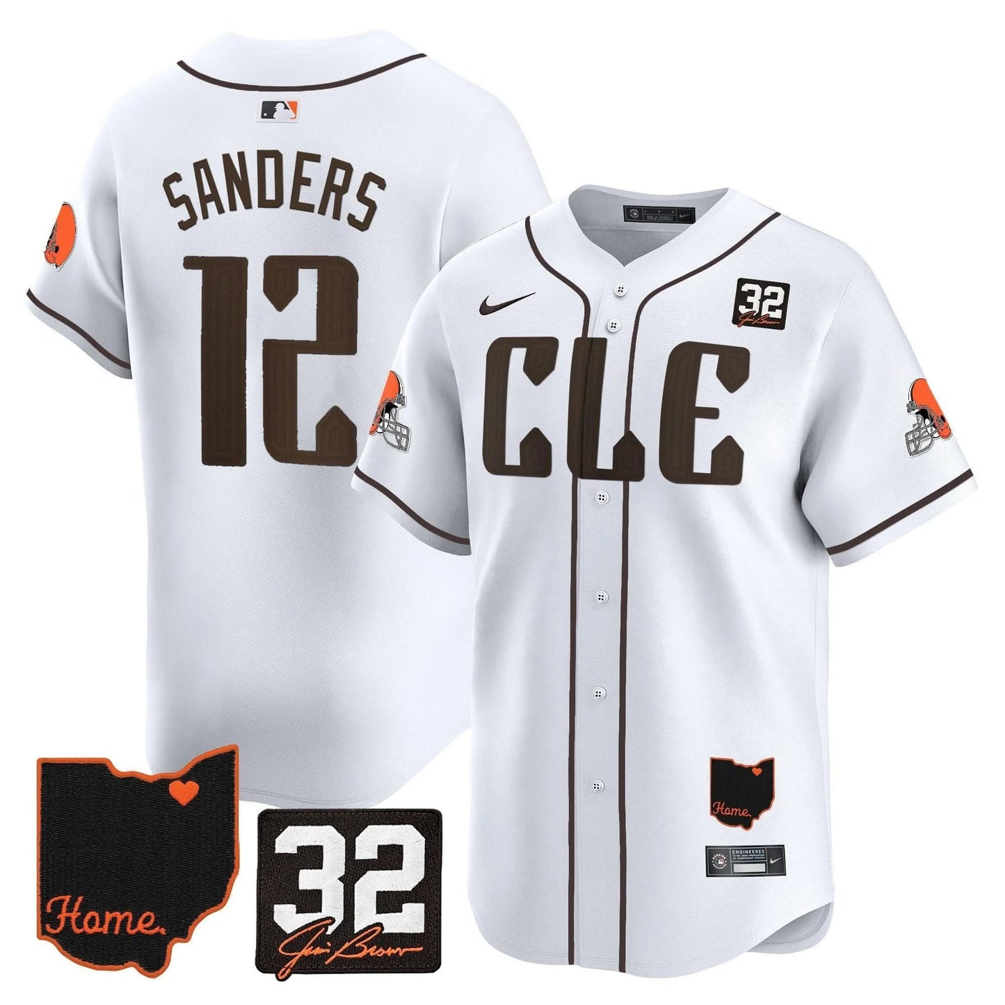Browns #32 Jim Brown Memorial & Home Patch Vapor Premier Limited Jersey - All Stitched