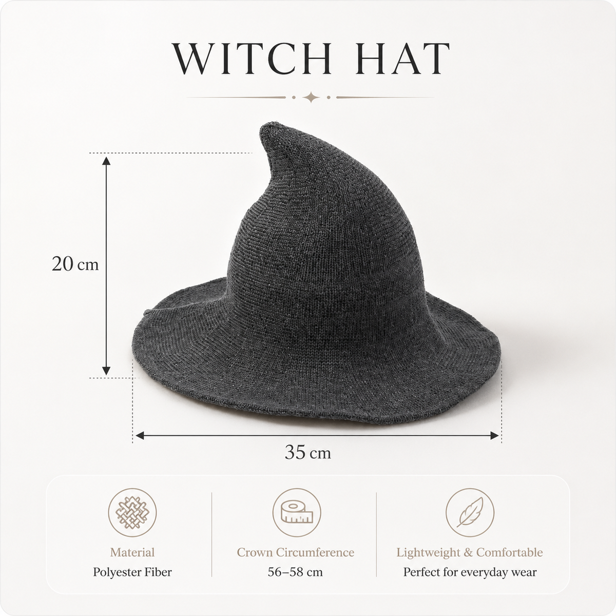 Personalized Halloween Witch Hat with Custom Name & Charm