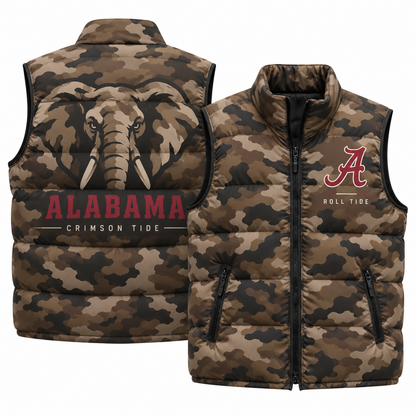Alabama Crimson Tide 2026 Military Appreciation Camo Puffer Vest - Printed