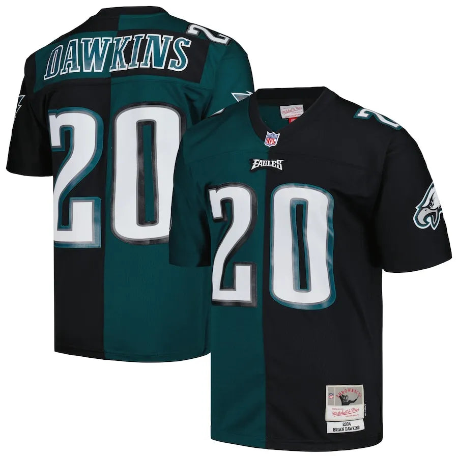 Brian Dawkins Philadelphia Eagles Mitchell & Ness 2004 Split Legacy Replica Jersey - Midnight Green/Black