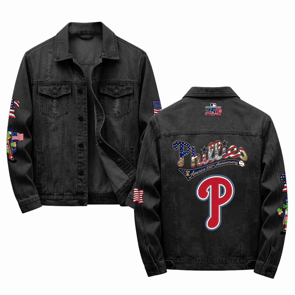 Philadelphia Phillies 2026 Independence Day USA Denim Jacket - Printed