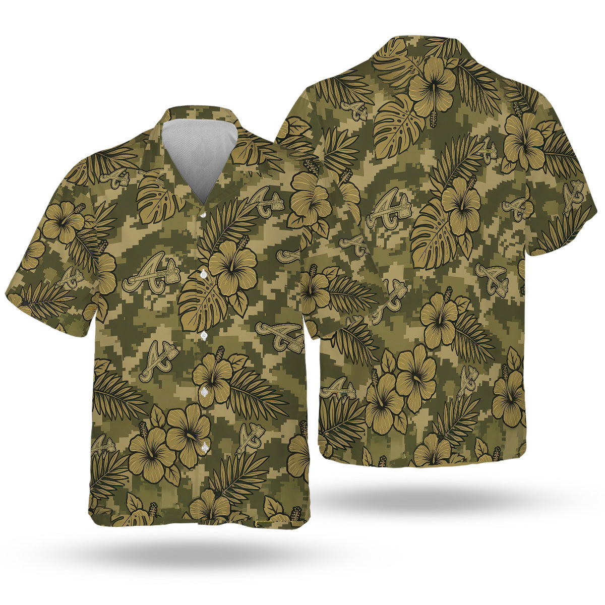 ATL Special Armed Forces Hawaiian Design Button Shirt V4