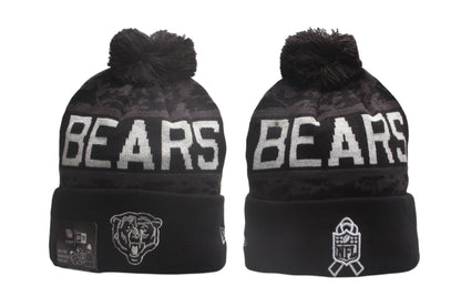 Football Salute to Service Cuffed Knit Hat with Pom - Embroidered Patch