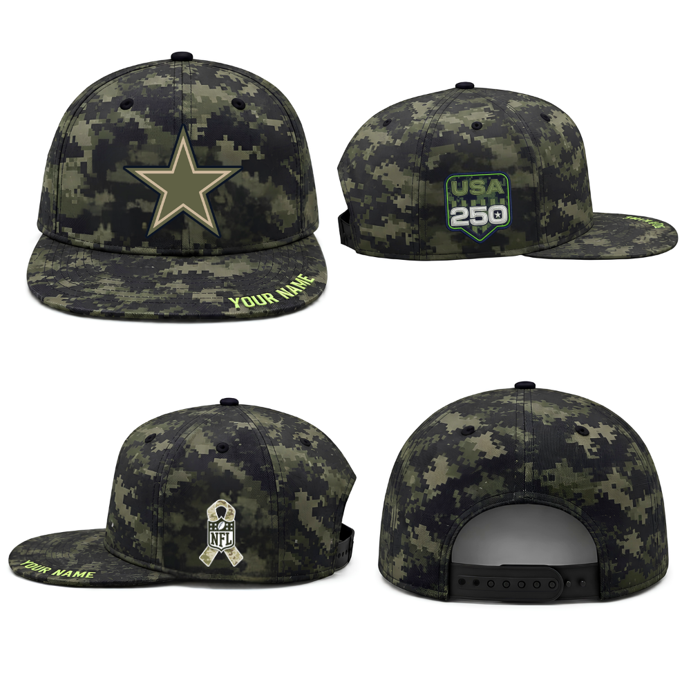 DAL Salute To Service Personalized Snapback Cap - Printed