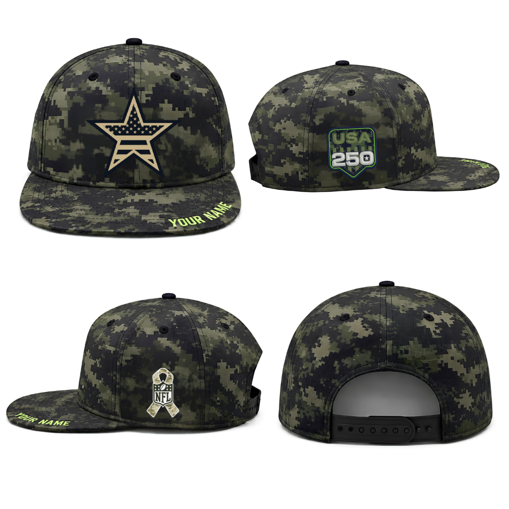 DAL Salute To Service Personalized Snapback Cap - Printed
