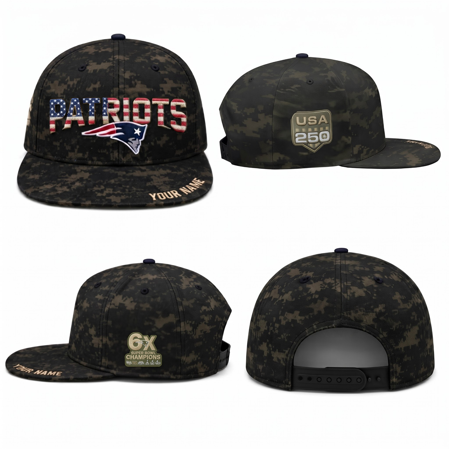 NE Salute To Service Personalized Snapback Cap - Printed