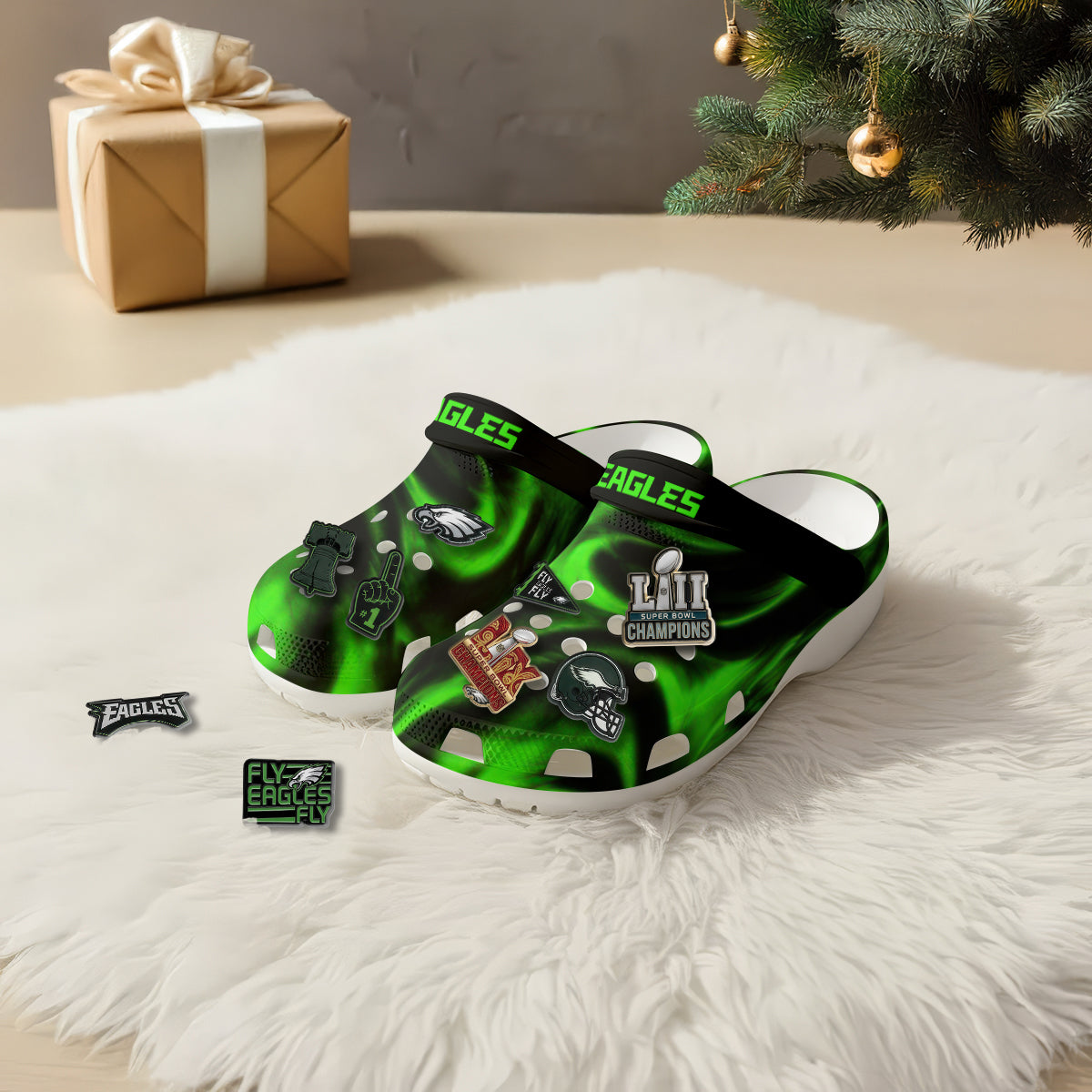 Philly Fangear Chrome Green Clogs - Charms Gift Set