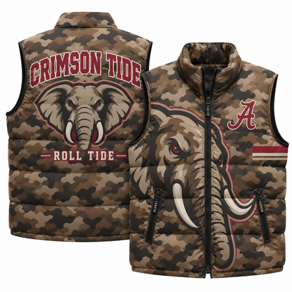 Alabama Crimson Tide 2026 Military Appreciation Camo Puffer Vest - Printed