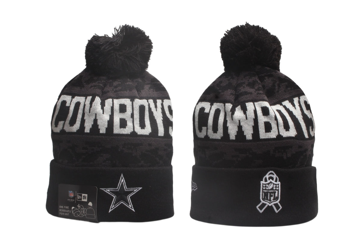 Football Salute to Service Cuffed Knit Hat with Pom - Embroidered Patch