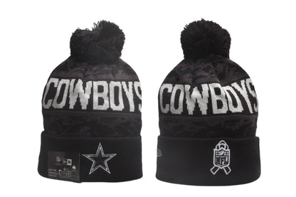 Football Salute to Service Cuffed Knit Hat with Pom - Embroidered Patch