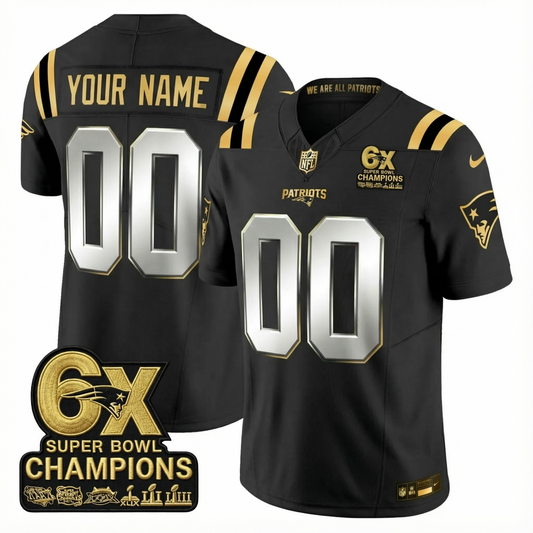 NE 2025 6x Champions Patch Gold Vapor Limited Custom Jersey - All Stitched