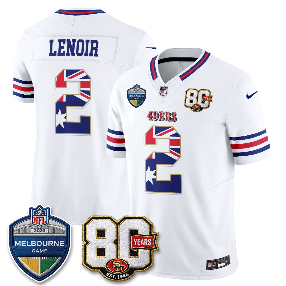 San Francisco 49ers Melbourne Game 2026 Vapor Jersey - Stitched