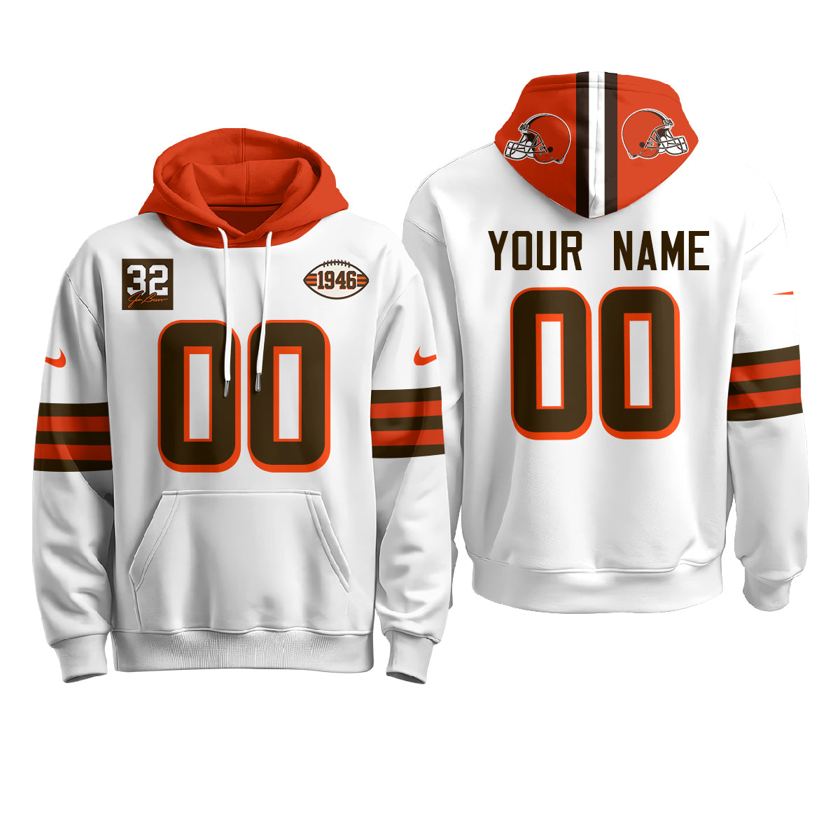 CLE 1946 Anniversary Patch Custom Fleece Hoodie - Printed