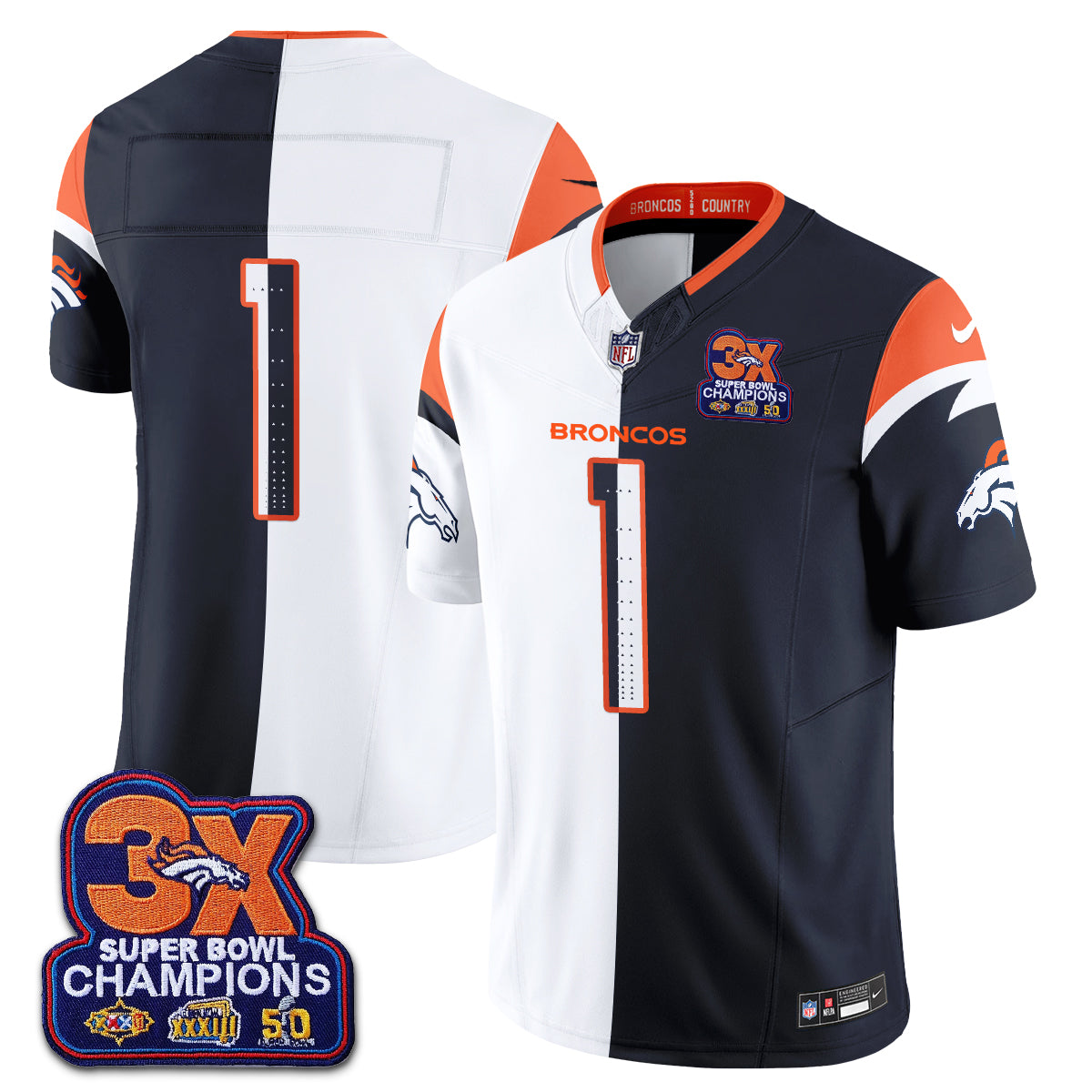 Denver Broncos Split Edition Vapor Jersey - Stitched