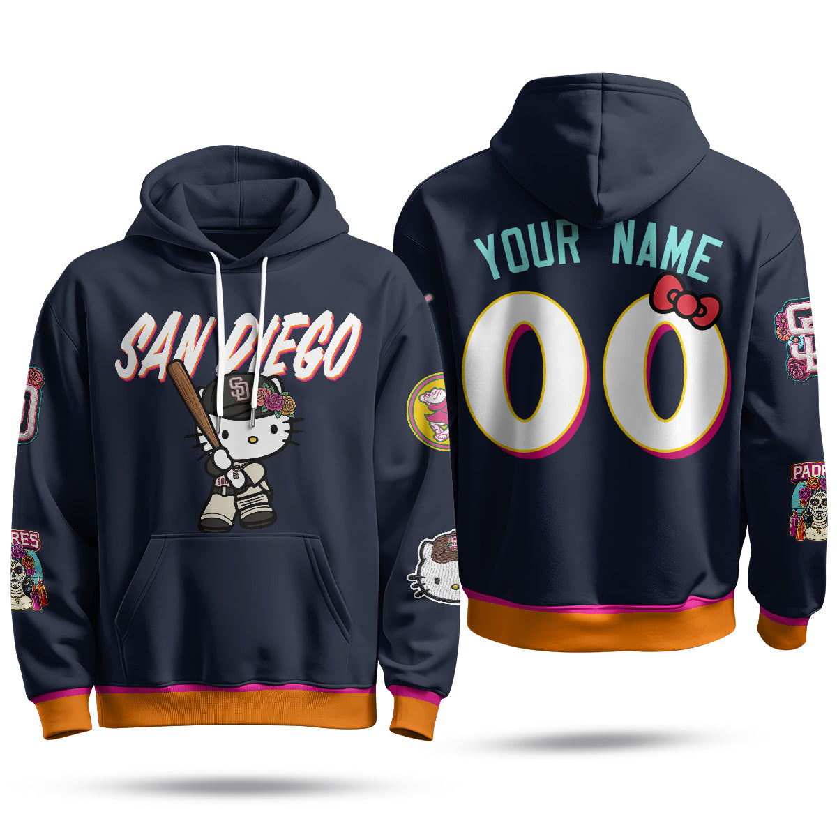 San Diego Padres x Meow KT Custom Hoodie - Stitched