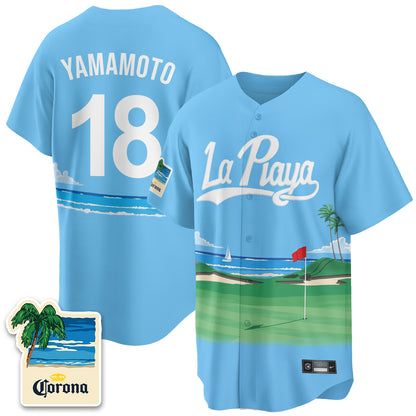 Los Angeles Dodgers Beach Connect "La Playa" Edition Vapor Jersey- Patch Stitched