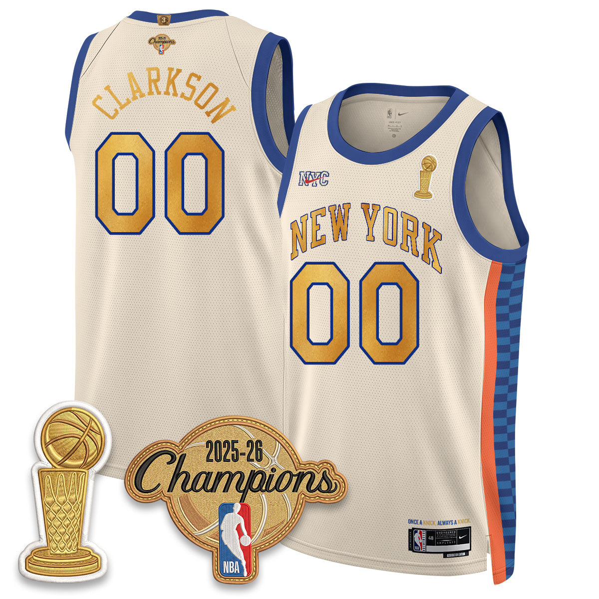 New York Knicks Champions Night Vapor Jersey - Stitched