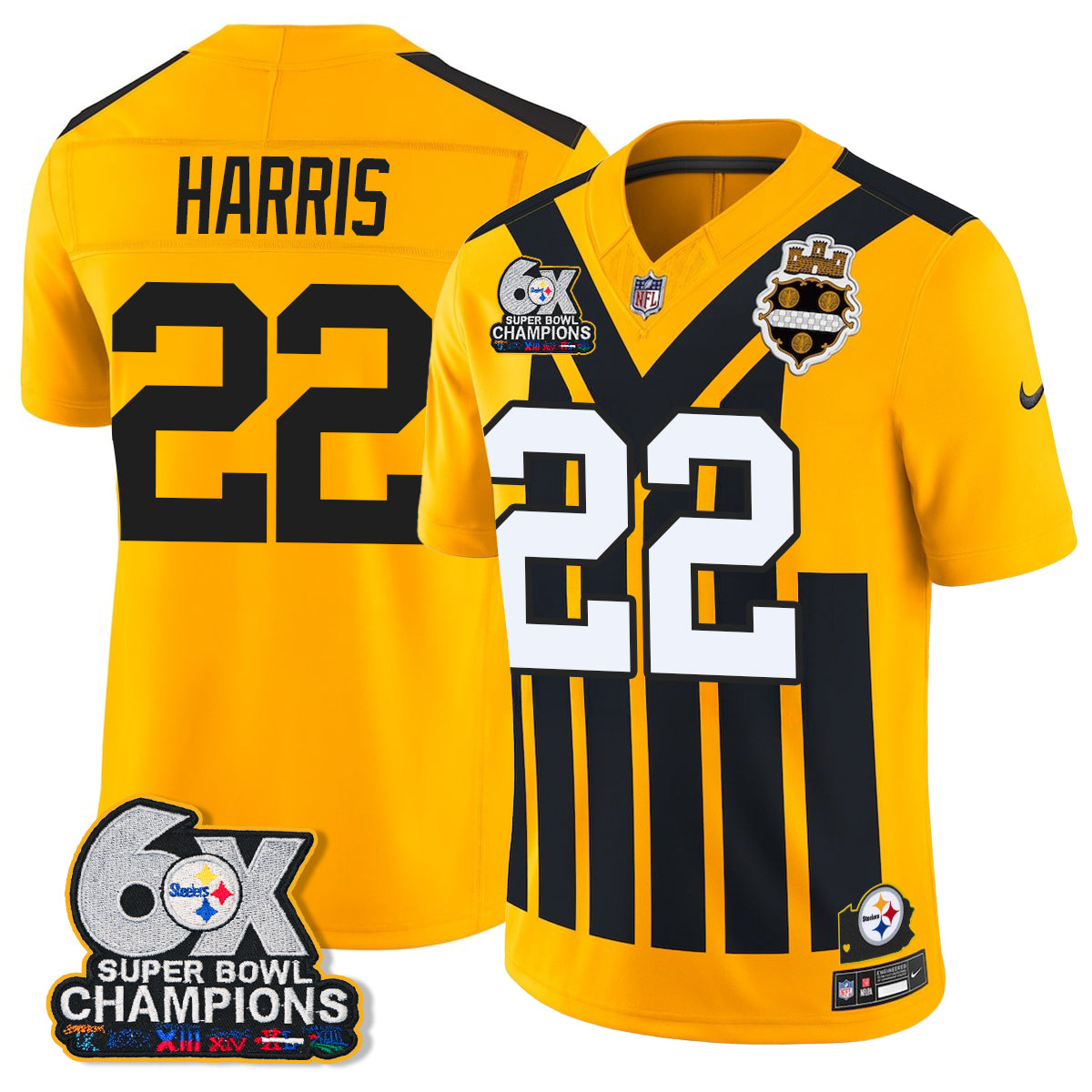 PIT 6X Champs Throwback V2 Vapor Jersey - Stitched