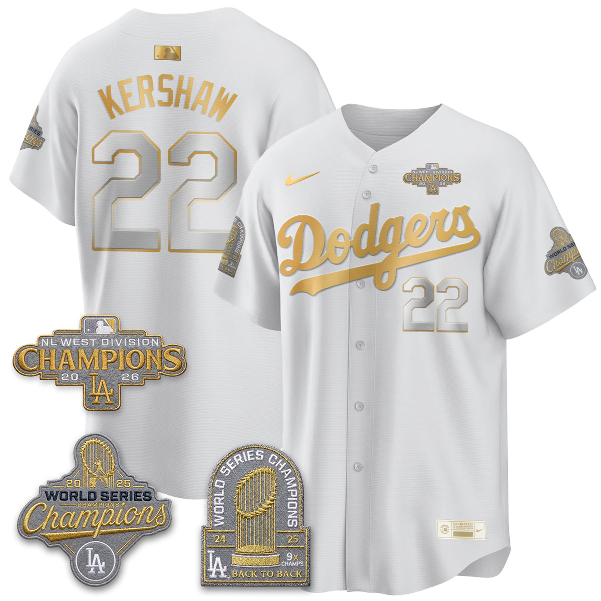 LAD 2026 NL West Champs Gold Vapor Jersey- Stitched