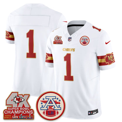 Kansas City Chiefs 4X Champs Gold Edition Vapor Jersey - Stitched
