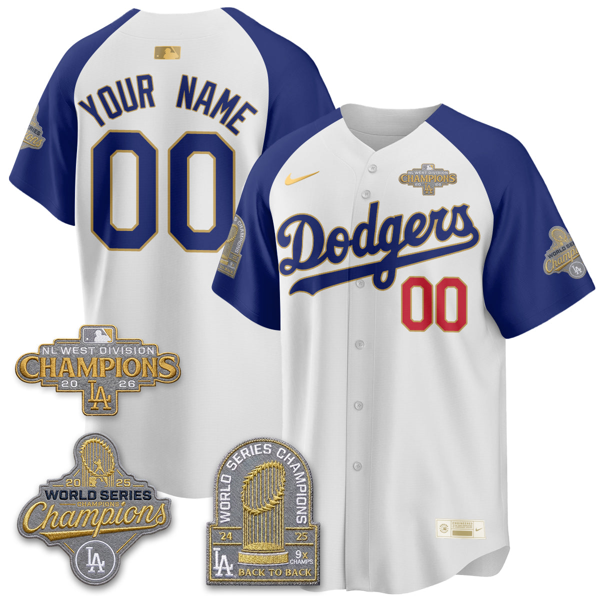 LAD 2026 NL West Champs Gold Vapor Custom Jersey- Stitched