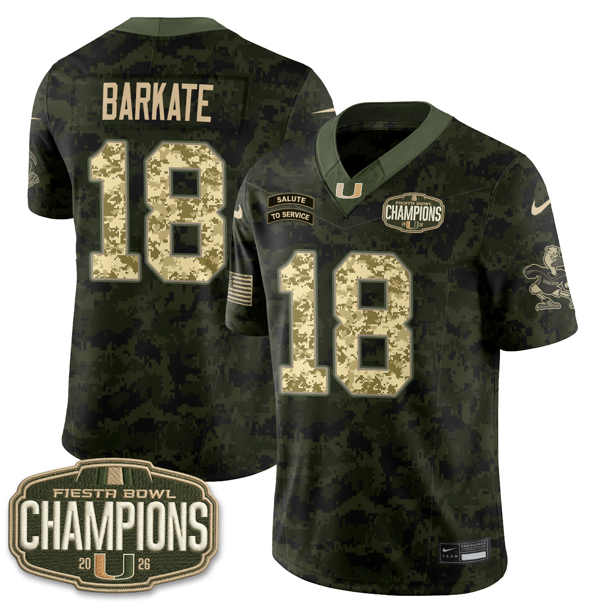 Miami Hurricanes 2026 Salute to Service Vapor Jersey - Stitched