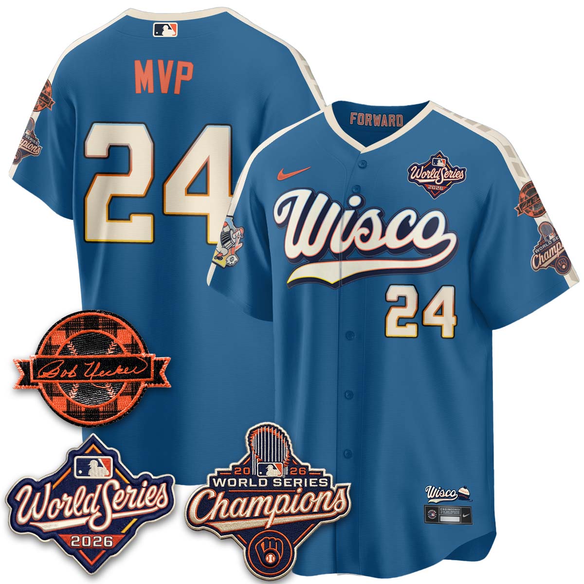 MIL 2026 WS Champions - Bob Uecker Patch Vapor Jersey - Stitched
