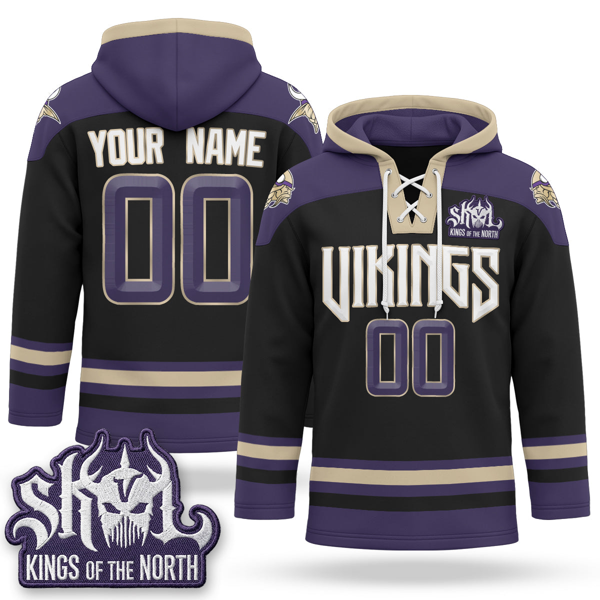 Minnesota Vikings 2026 Rivalries Fleece-Lined Custom Hockey Hoodie - Stitched