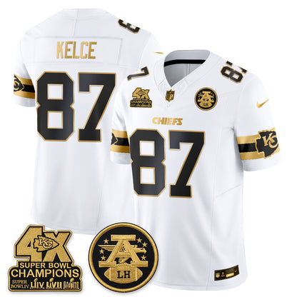 Kansas City Chiefs 4X Champs Gold Edition Vapor Jersey - Stitched