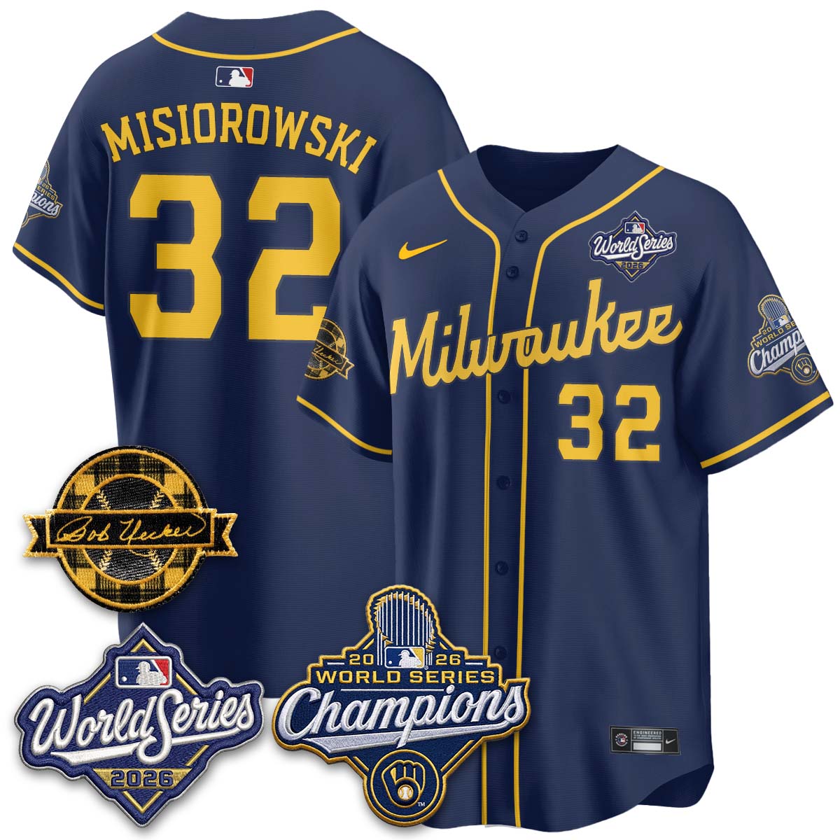 MIL 2026 WS Champions - Bob Uecker Patch Vapor Jersey - Stitched