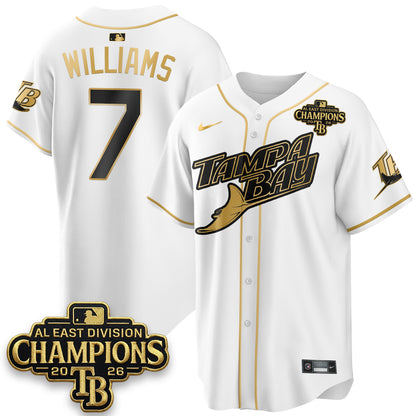 Tampa Bay Rays 2026 AL East Champs Gold Edition Vapor Jersey - Stitched