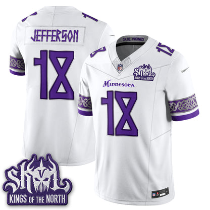 MIN Fangear Edition Warrior Skol Patch Vikings Font Vapor Jersey - Stitched