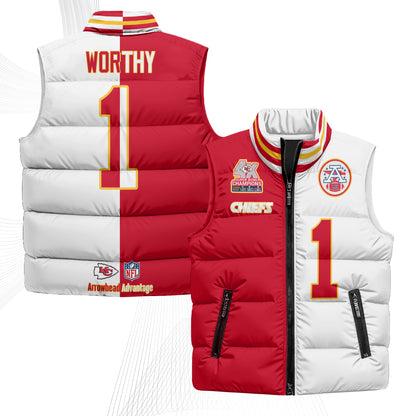 Kansas City Chiefs 4X Champs Gold Edition Puffer Vest - Printed