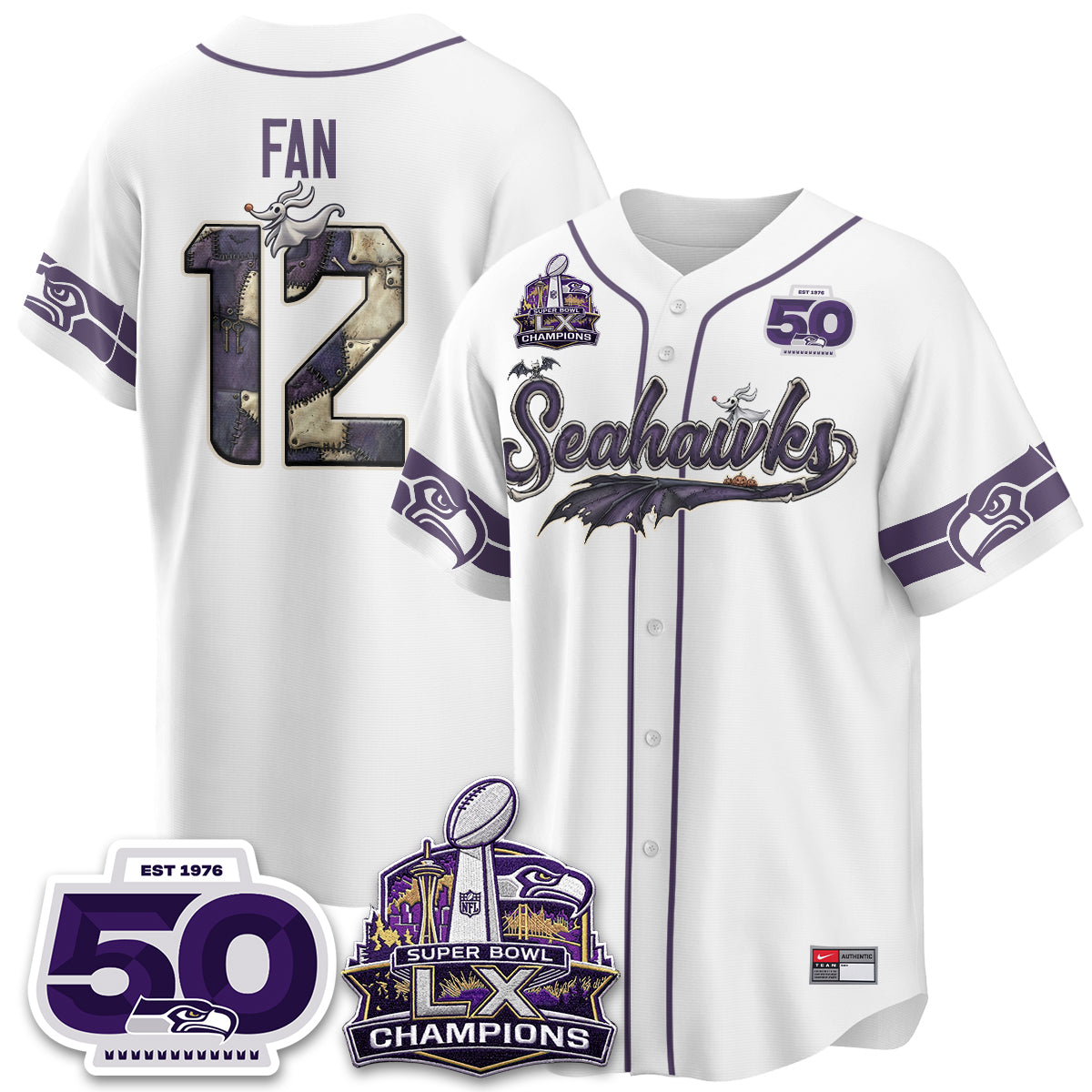 Seattle Seahawks 2026 Nightmare Edition Vapor Baseball Jersey - Stitched