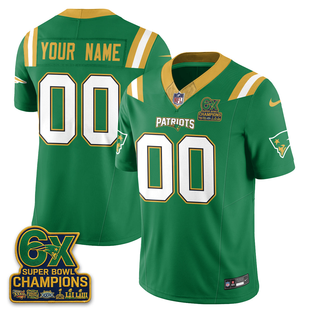 New England Patriots Irish Edition Vapor Custom Jersey - Stitched