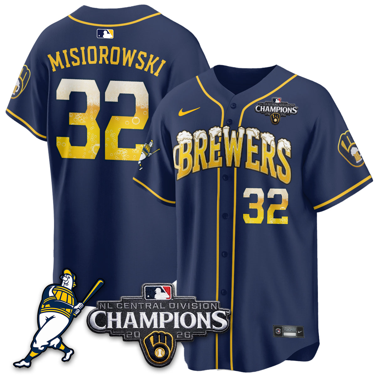 Milwaukee Brewers 2026 NL Division Champs Vapor Jersey V2- Stitched