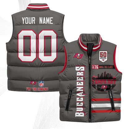 Tampa Bay Buccaneers "Raise the Flags" Custom Puffer Vest - Printed