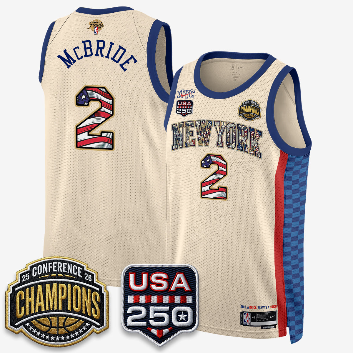 New York Knicks 2026 NBA Eastern Conference Champions x Fourth of July Vapor Jersey - Stitched