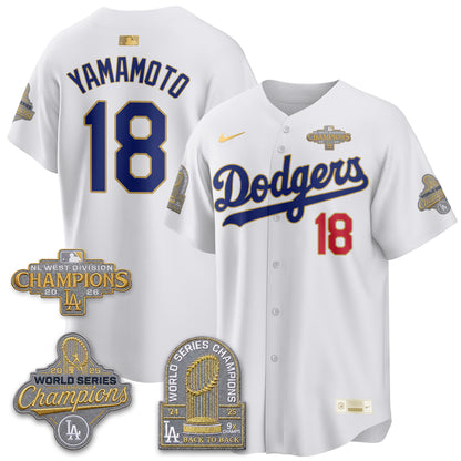 LAD 2026 NL West Champs Gold Vapor Jersey- Stitched