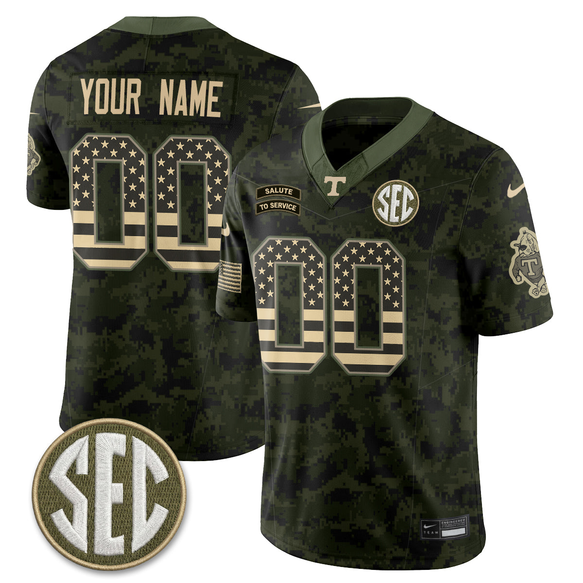 Tennessee Volunteers 2026 Salute to Service Vapor Custom Jersey - Stitched