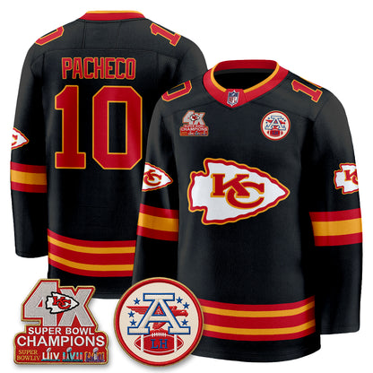 Kansas City Chiefs 4X Champs Edition Hockey Jersey - Stitched