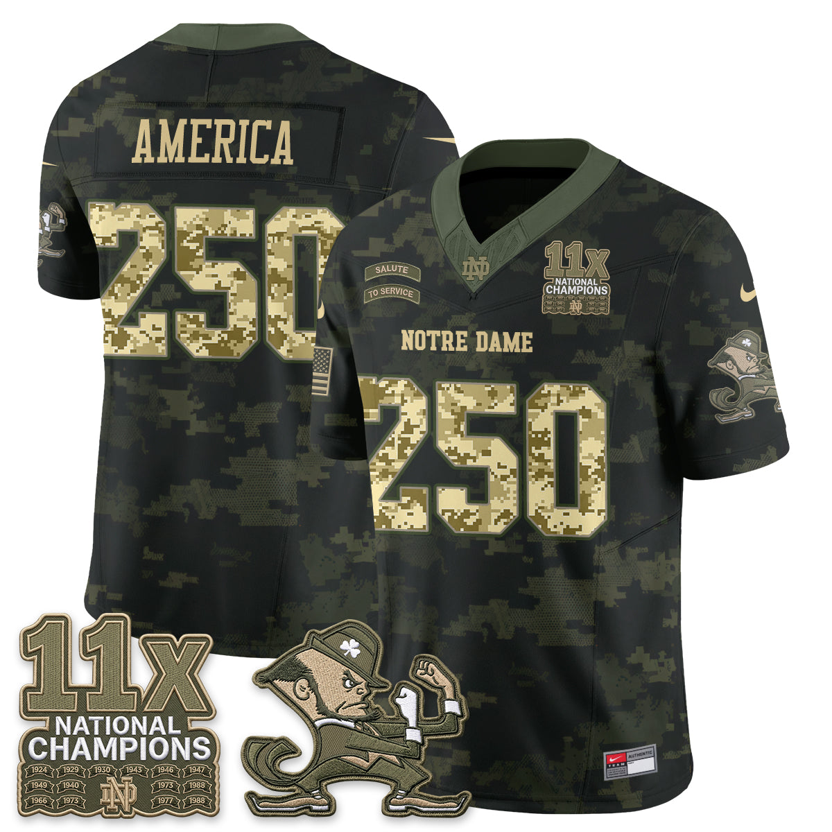 Notre Dame Fighting Irish 2026 Salute to Service Vapor Jersey - Stitched