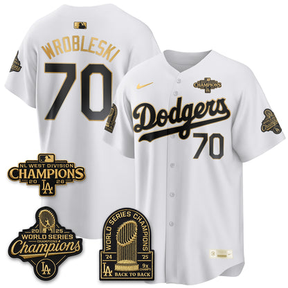 LAD 2026 NL West Champs Gold Vapor Jersey- Stitched