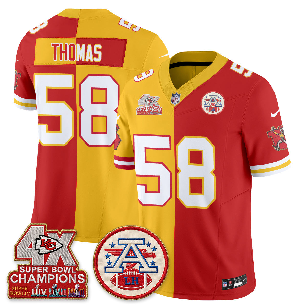 Kansas City Chiefs Throwback Split Vapor Jersey - Stitched