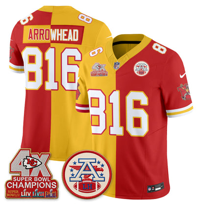 Kansas City Chiefs Throwback Split Vapor Jersey - Stitched