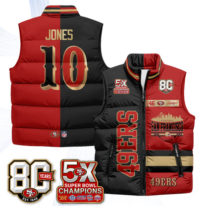 San Francisco 49ers Faithful to The Bay Puffer Vest - Printed